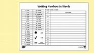 Writing Numbers in Words Worksheet