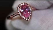 Rose gold pink diamond ring, Rose gold diamond engagement ring, Rose gold diamond ring