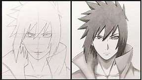 Cara Menggambar Sasuke Uchiha - Naruto | Anime Drawing - Step by Step