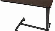 Carex Hospital Bed Table and Overbed Table - Laptop Table for Recliner, Bed, and Sofa - Computer Table for Bed and Hospital Bedside Table, Hospital Tray Table Adjustable with Wheels, brown, ROS-OBT