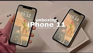 iPhone 11 unboxing 2023(white)🎧🤍 unboxing aesthetic + set up, camera test *ੈ✩‧₊˚