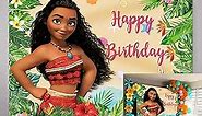 Cartoon Moana Backdrop Maui Summer Beach Princess Girl Birthday Photography Background Baby Shower Party Banner Cake Table Decoration Backdrop 8x6FT