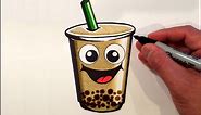How to Draw a Cute Bubble Tea Smiley Face