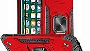 HNHYGETE iPhone 8 Case, iPhone SE 2020 Case, iPhone 7 Case, with Screen Protector, Rubber Bumper with 360 Rotation Ring Kickstand Cases for iPhone SE 2020/8/7 (Red)