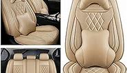 Seat Covers for Toyota Avalon 2001-2022,Waterproof Leather Car Seat Cover,Soft and Breathable Auto Interior Accessories,Luxury(Full Set) Beige
