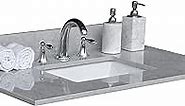 Runboll 37-Inch Vanity Top Engineered Marble Stone Bathroom Vanity Sink Top with Rectangle Sink, 3 Faucet Holes, and 1 Backsplash