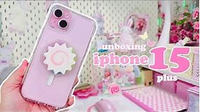 aesthetic unboxing pink iphone 15 plus | accessories | wish me mell theme