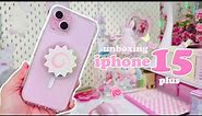 aesthetic unboxing pink iphone 15 plus | accessories | wish me mell theme