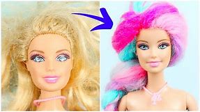 Multi Colored BARBIE Hairstyle from Yarn, Hair Braiding, Making Colorful and Shiny Doll Clothes DIY