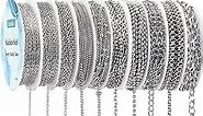 Necklace Chains for Jewelry Making, 78.7 Feet 10 Rolls 304 Stainless Steel Jewelry Chains for DIY Necklace Bracelet Jewelry Making with Stainless Steel Jump Rings/Lobster Clasps/Connectors