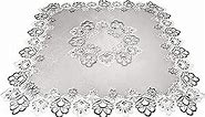 Linens, Art and Things Silver European Lace with Antique Jacquard Fabric Table Topper, Small Tablecloth (34 Inch Square)