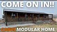 Inside a COZY log cabin modular home! Such a cool way to live! House Tour