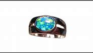 Mens Silver Opal Ring Wide Band - Brilliant Opal - 7910 | FlashOpal