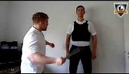 Stab proof vest NIJ level 1 tested with baton, knife and spike