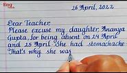 Excuse Letter from parent to teacher | Excuse letter | letter writing | handwriting | Eng Teach