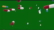 Falling medicines / Pills / Drug 3D Animation Green Screen loop