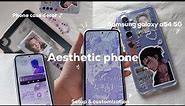 Aesthetic android phone setup with me+decorate the case | Samsung galaxy a54 5g👾☁️✨️