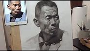 Portrait drawing demonstration with pencil