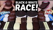 ASMR BLACK & WHITE CHOCOLATE RACE! OREO DIP AND STICKS, MINI ICE CREAM BARS, BIG MARSHMALLOWS 먹방