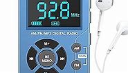 Greadio Radios Portable AM FM with MP3 Player,Best Reception Pocket Radio, Large LCD Screen and Easy to Use, 6 EQ Stereo,Earphone Jack Walkman Radio,for Jogging,Walking,Camping AM FM Radio