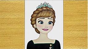 How to draw Princess Anna from frozen 2 || Step by step Easy || how to draw Queen Anna easily
