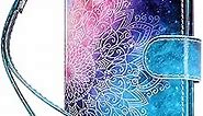 ULAK Compatible with iPhone 12 Wallet Case for Women, Premium PU Leather iPhone 12 Pro Flip Cover with Card Holder, Wrist Strap, Kickstand Shockproof Phone Case for iPhone 12/12 Pro 6.1, Mandala