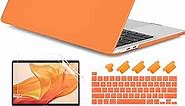 DONGKE for MacBook Pro 13 inch Case 2023 2022 2021 2020 Release Model: A2338 M2/M1 A2289 A2251 with Touch Bar & Touch ID, Frosted Matte Plastic Hard Shell Case & Keyboard Cover, Orange