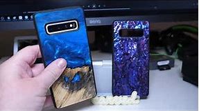 Galaxy S10+ Carved Wood Resin Case and Seashell Case