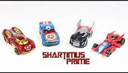 Marvel Hot Wheels Iron Man, Captain America, Thor, and Spider Man Car Toy Review