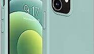 OuXul Compatible with iPhone 12 Mini Case,Liquid Silicone Gel Rubber Phone Case,iPhone 12 Mini Case 2020 Cover 5.4 Inch Full Body Slim Soft Microfiber Lining Protective Case(Light Mint)