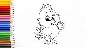 Baby Bird Coloring for kids | Coloring pages | Easy Drawing