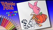 Winnie the Pooh Halloween Coloring Pages For Children. Piglet's Halloween costume Colouring