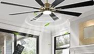 Depuley 72" Black Farmhouse Ceiling Fans with Lights and Remote, Large Reversible Modern Ceiling Fan with 5-Speed, Indoor Outdoor Ceiling Fan for Patio, 3CCT 3000K-6000K Quiet DC Motor 8 Blades, Gold