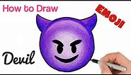 How to Draw Happy Devil emoji | Smiling Face With Horns Drawing