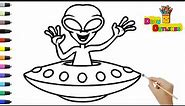 How to draw an Alien UFO| Alien drawing easy step by step #53