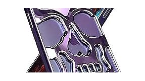 for iPhone 15 Promax Case Skull, Unique Designer Cool Funny Gothic Plated Hollowed Skeleton Shockproof Halloween for iPhone 15 Pro max Phone Cases for Men Women Girls Boys, Purple