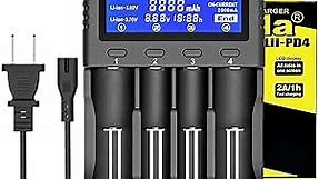 4 Bay Smart 18650 Charger with LCD Digital Display Universal Battery Charger for: 26650 20700 18650 18350 17670 17500 16340(RCR123) 14500 AA AAA SC C Batteries
