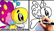 How to Draw Cartoons Easy - Learn to Draw a Cartoon Butterfly Step by Step - Fun2draw Art Lessons