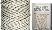 LET BE Macrame Cord 3mm x 110Yards, Easy Tutorial Videos, Premium Twisted Cotton Blend Cord Natural Color for Wall Decor, Wall Hanging Plant and Home Decor (3mm x 100m)