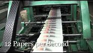 Newspaper printing press at work