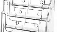 MaxGear Acrylic Brochure Holder 8.5 x 11 inch, 4 Tier Clear Literature Organizer Magazine Stand with Removable Divider for 4 x 9 inch Brochures, Pamphlet Display for Wall Mount or Countertop