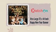 KatchOn, XtraLarge Happy New Year Banner - 72 x 44 Inch | New Years Backdrop for New Years Decorations 2024 | New Years Eve Banner, Happy New Year Decorations 2024 | 2024 New Years Eve Party Supplies