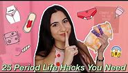 25 Period Life Hacks Every Girl NEEDS to Know (will change your life!) | Just Sharon