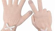 Evridwear Moisturizing Gloves for Kids, Extra Small 2 Pairs Cotton Glove with Touchscreen Fingers for Dry Hands Eczema, SPA, Hand Care, Day and Night Skin Therapy, Wristband (Pink Thin)