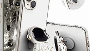 lelinker Astronaut Phone Case for iPhone 12 Pro Max, Cute 3D Astronaut Stand Plating Case with Camera Prtection Shockproof Soft Back Cover for iPhone 12 Pro Max 6.7"-White
