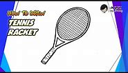 How to draw Tennis Racket step by step