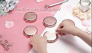 Compact Mirror Bulk, Set of 2 Double-Sided 1X/2X Magnifying Purse Pocket Makeup Mirrors(Round, Rose Gold)