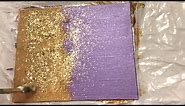 DIY Purple and Gold, Gold Leaf Glitter Abstract Canvas Wall Decor