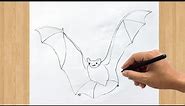 Bat Drawing Tutorial | How to Draw a Cute Bat Easy Outline Step by Step