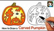 How to Draw a Carved Pumpkin Halloween Silhouette Easy 🎃